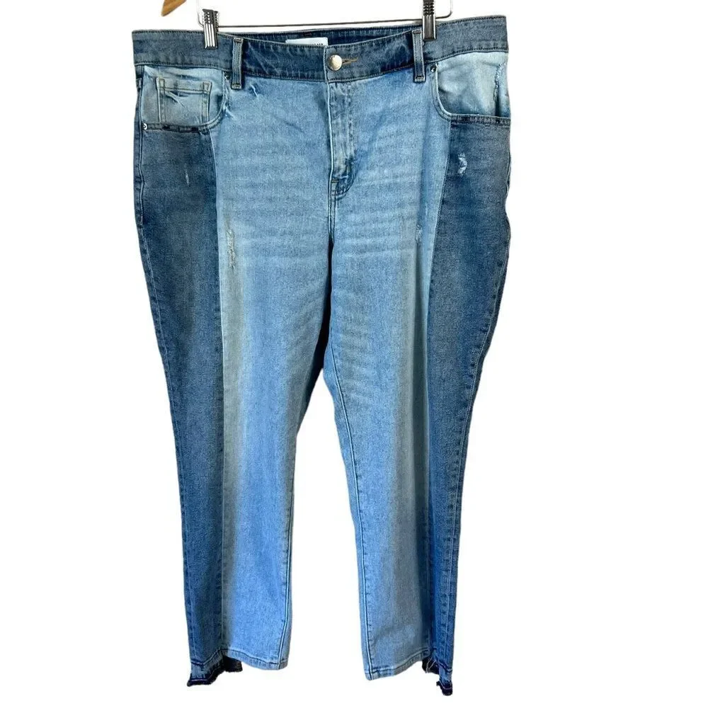 Lane Bryant Flex Magic Waistband High Rise Straight Color Block Crop Jeans